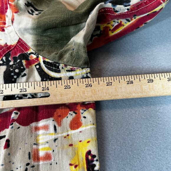 Units Woman Jacket 2X Abstract Print Button Front Long Sleeve Boxy Cotton Coat - Picture 8 of 15